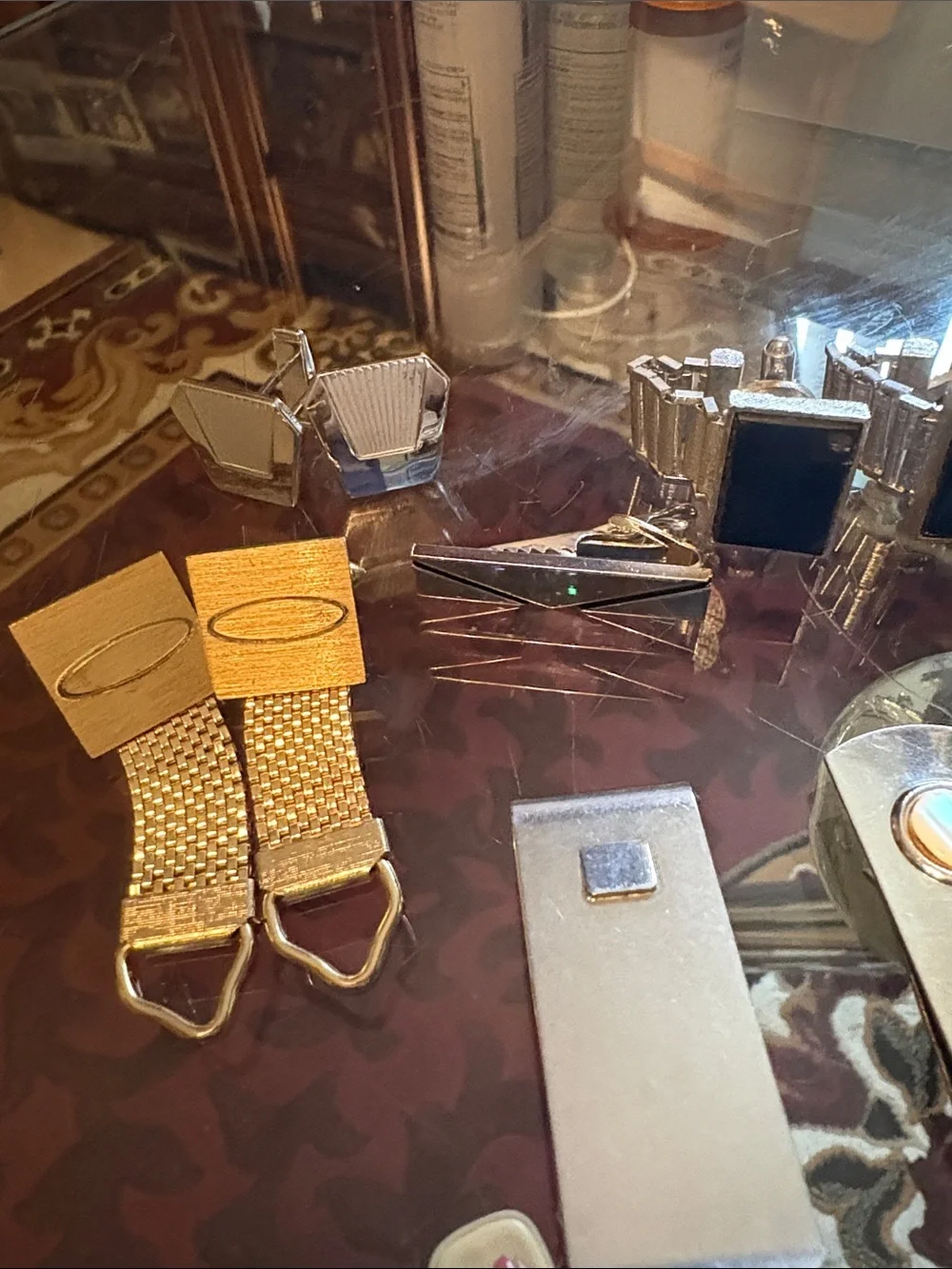 Men’s Jewelry Set For Ties, 7 cufflinks 2 money clips 4 tie pins, 2 tie bars